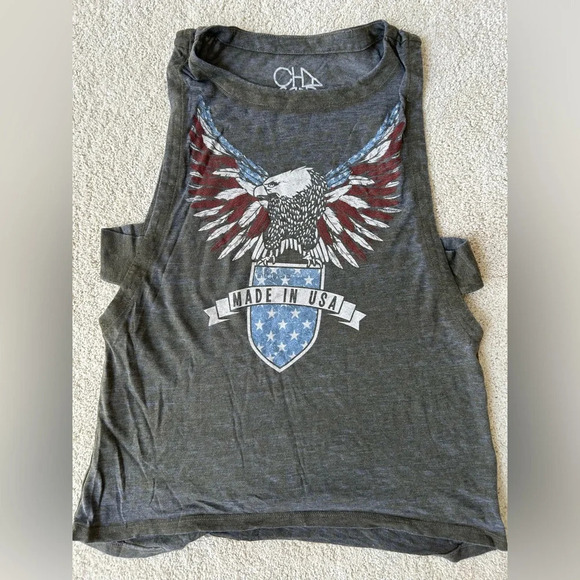 New patriotic chaser eagle made in USA burnout tank top size S America - Picture 1 of 3